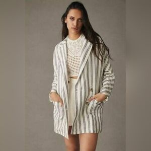Anthropologie Pilcro Oversized Dolman Striped Linen Blazer (XL)